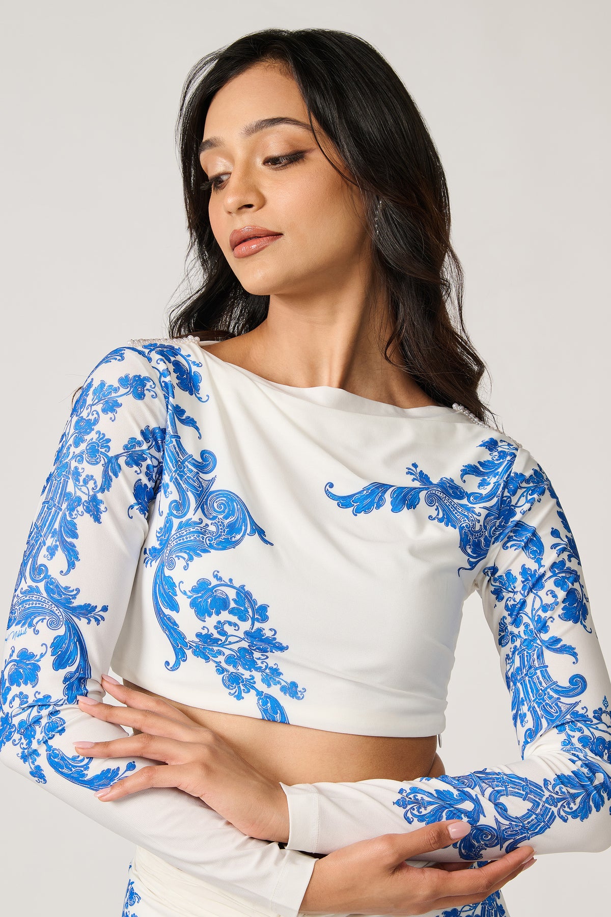 Azulejo Printed Boat Neck Top