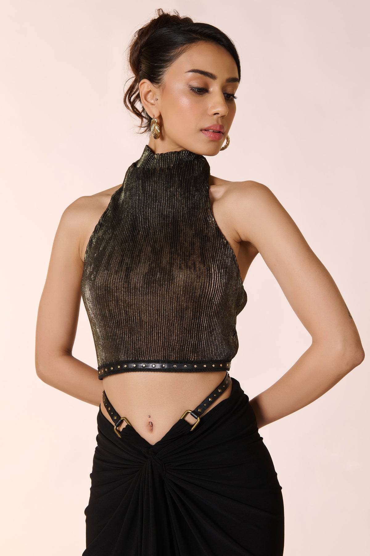 Raised Neck Crop Top
