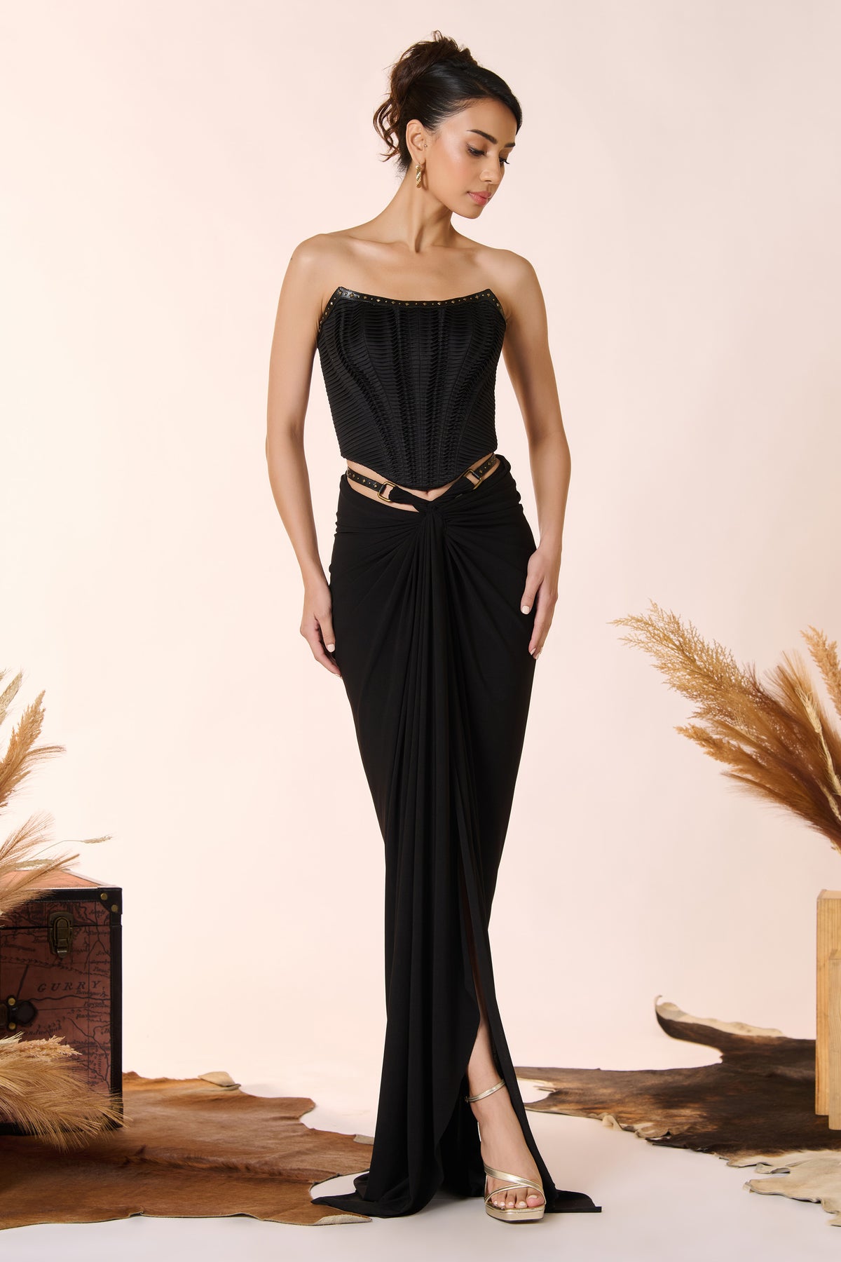 Pleated Black Corset