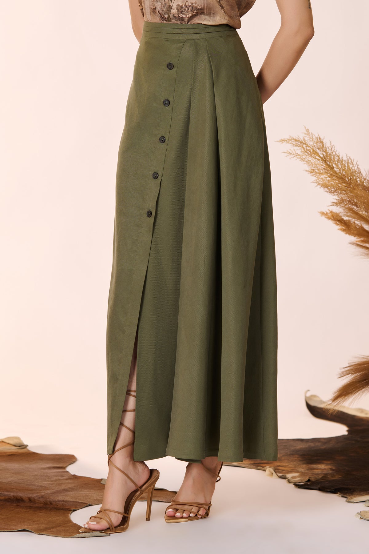 Olive Wrap-Around skirt