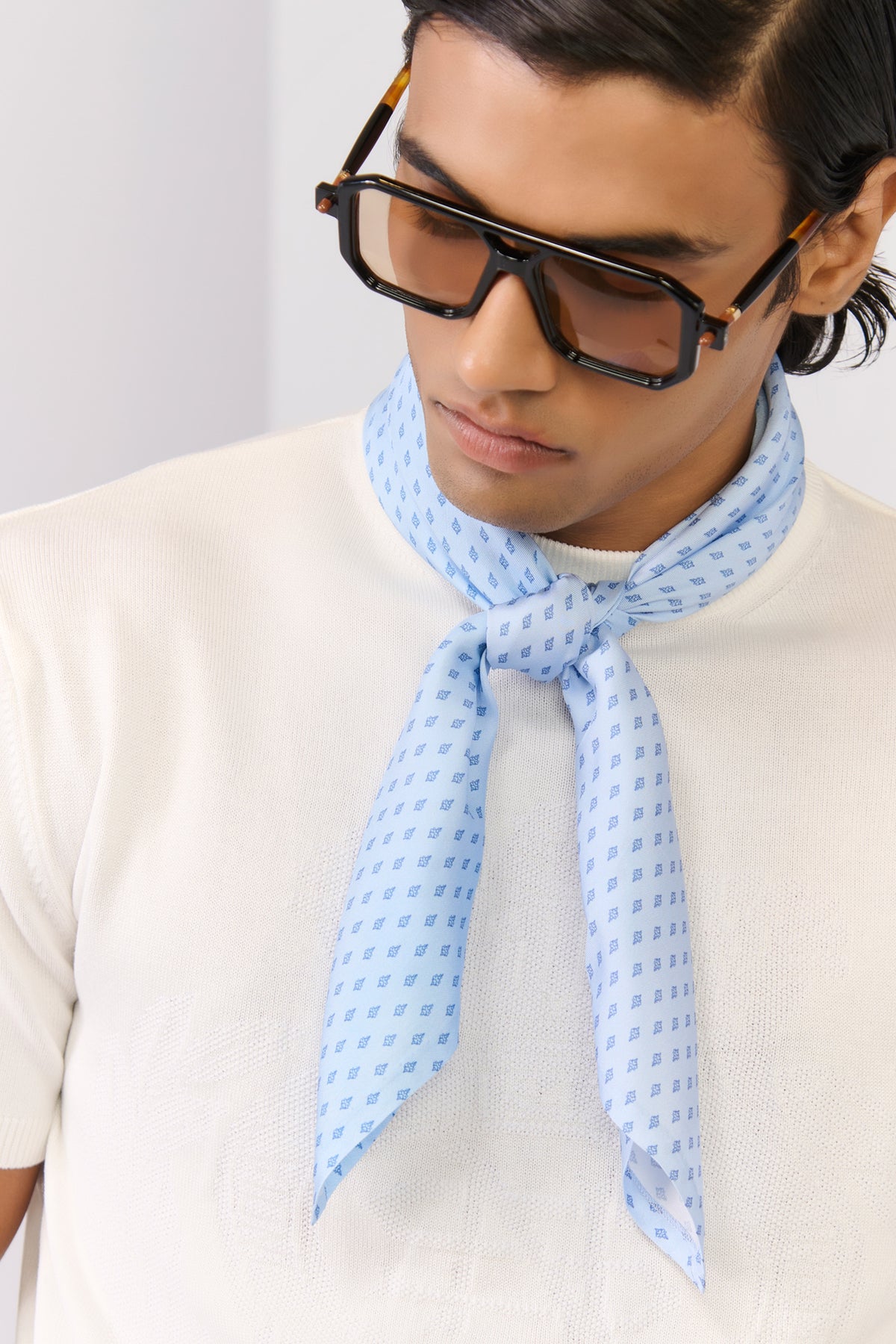 Light Blue Adamas Silk Scarf