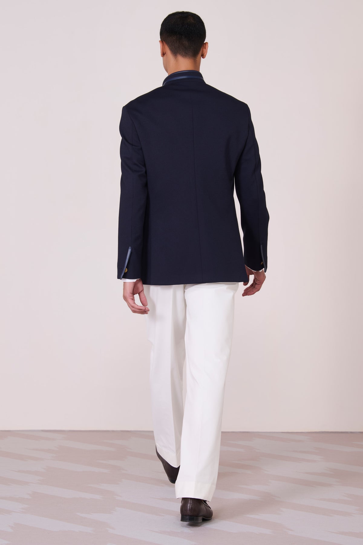 Navy Crested Bandhgala with Patch Pocket
