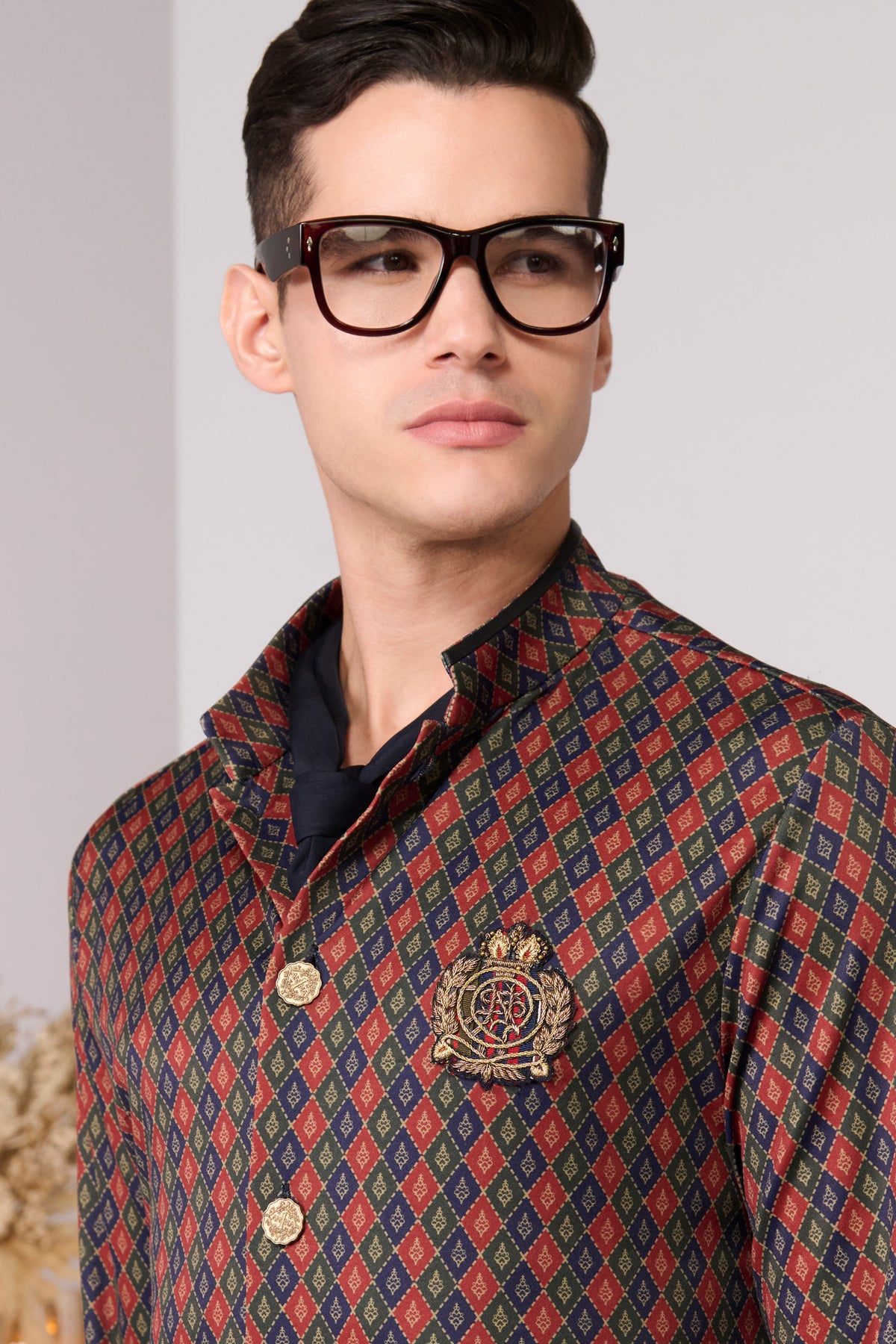 Cherry Crepe Jersey Adamas Printed Kurta