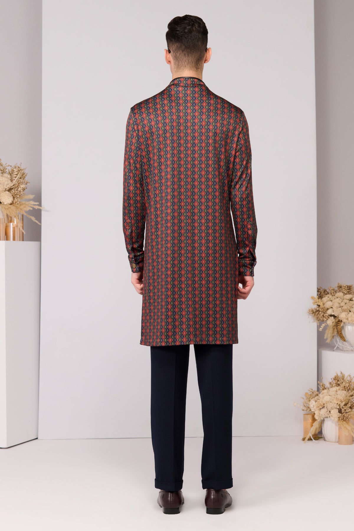 Cherry Crepe Jersey Adamas Printed Kurta