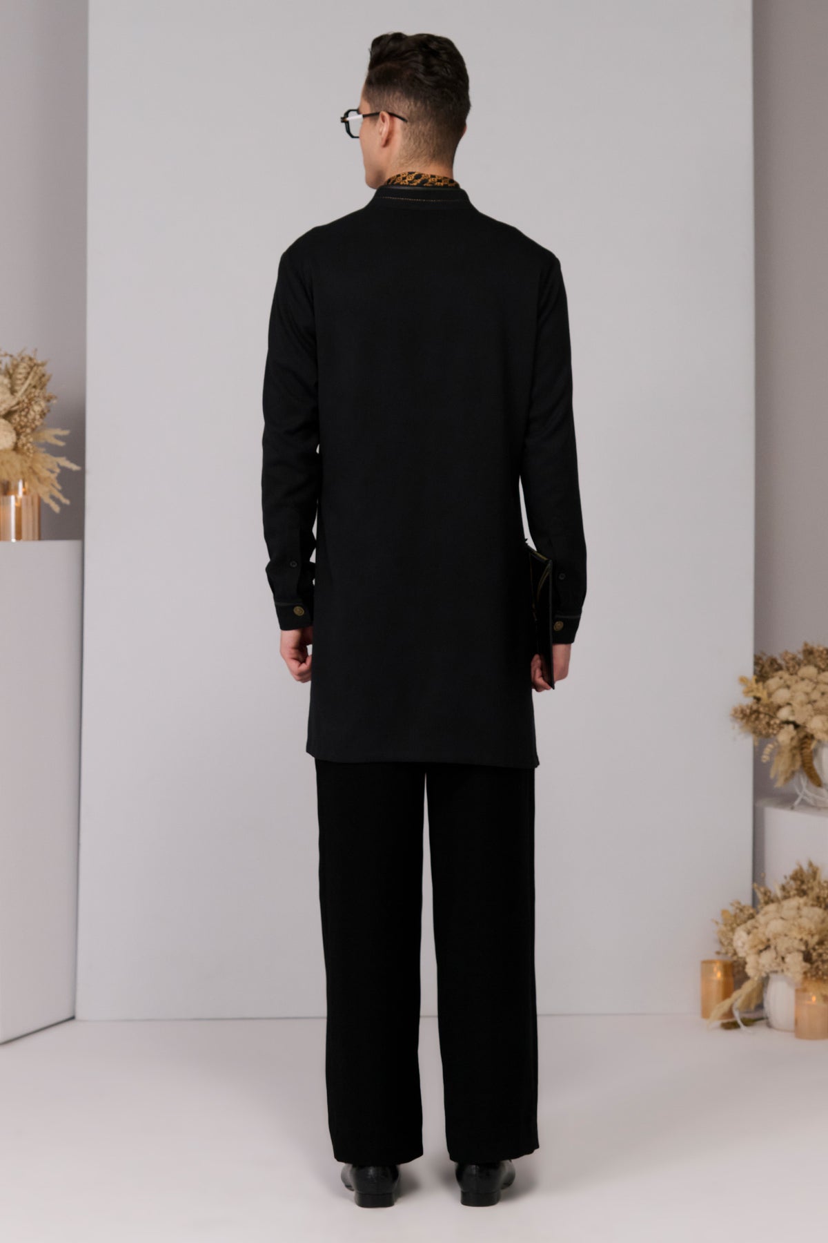 Navy Crest Emrboidery Kurta