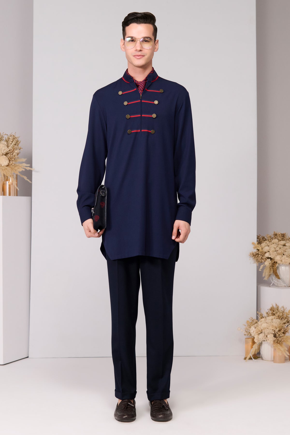 Navy Signature Taping Kurta
