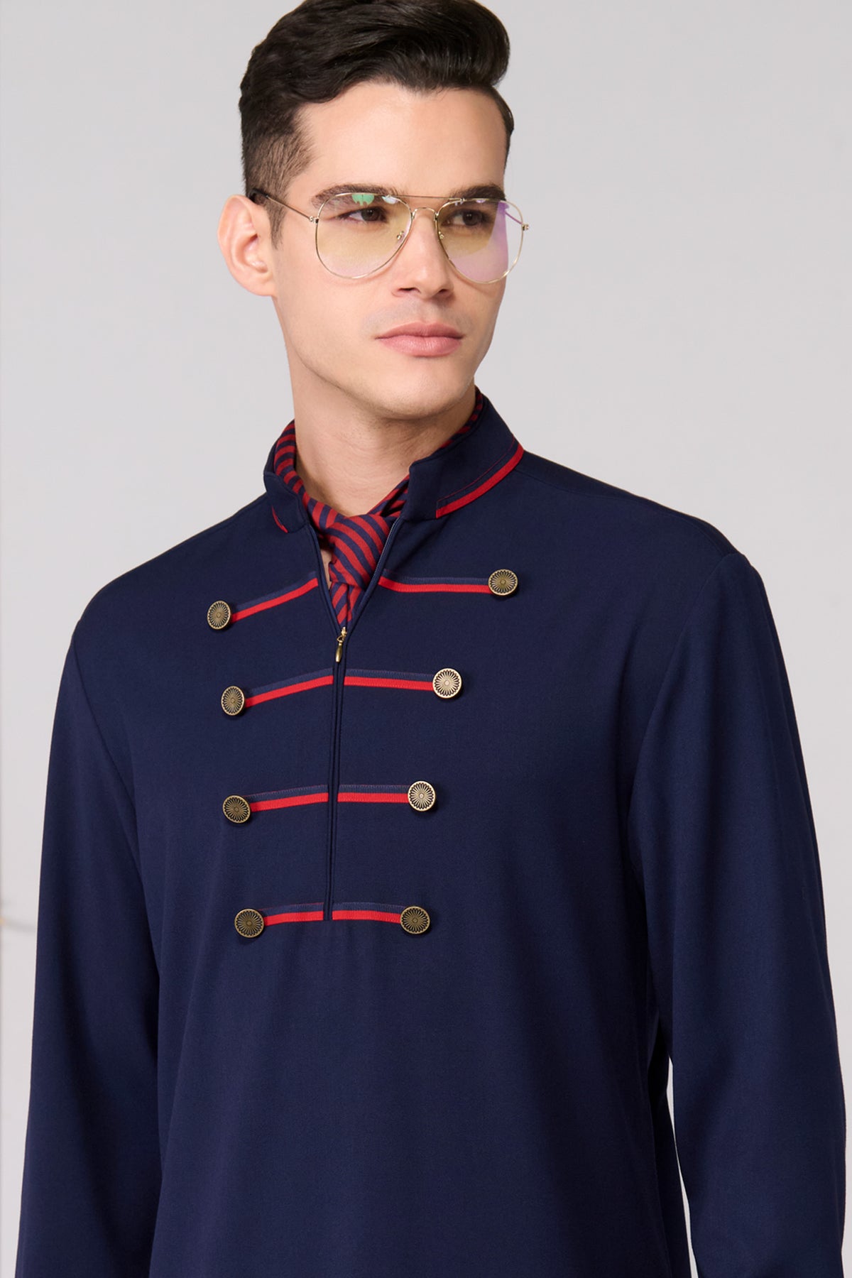 Navy Signature Taping Kurta