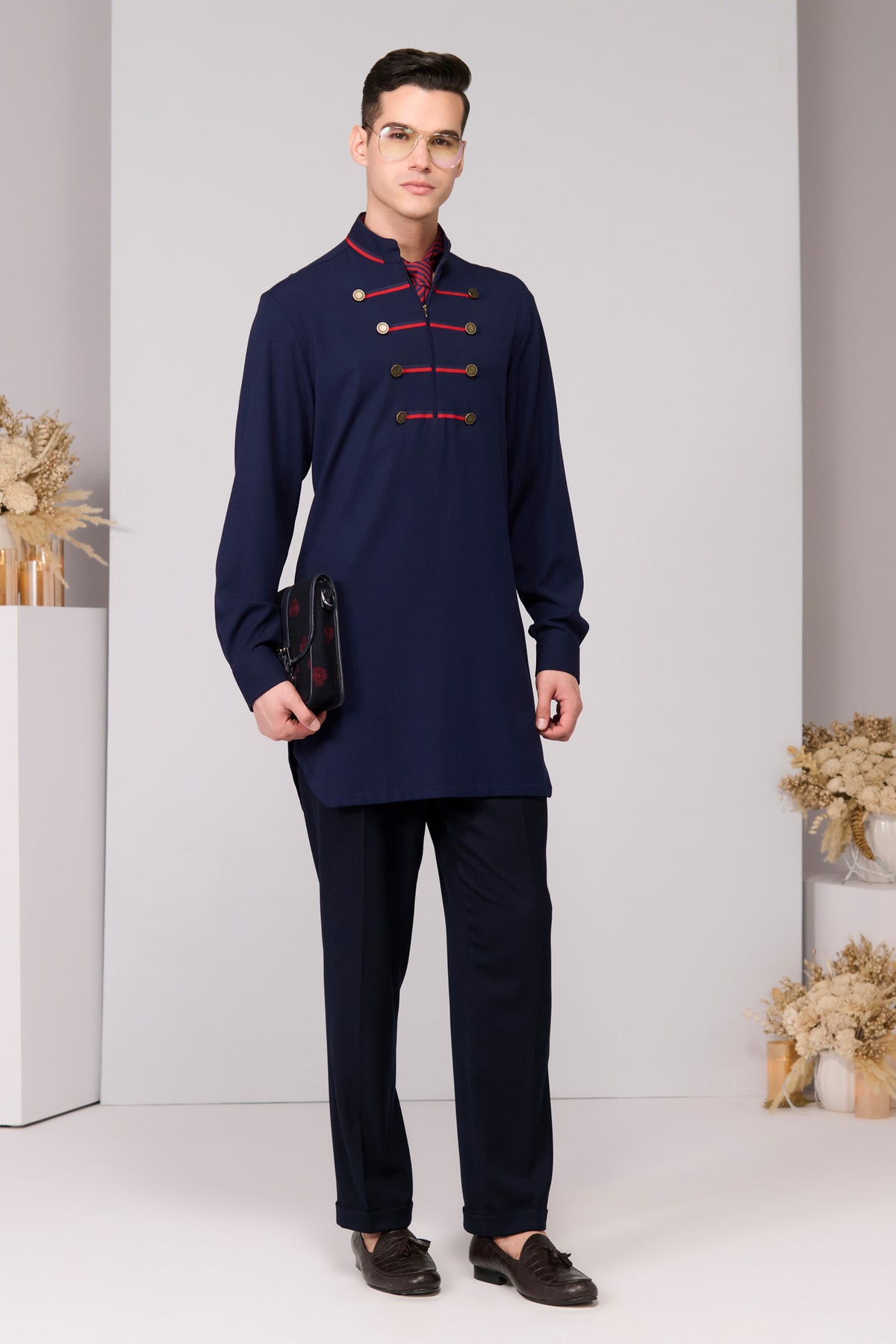 Navy Signature Taping Kurta
