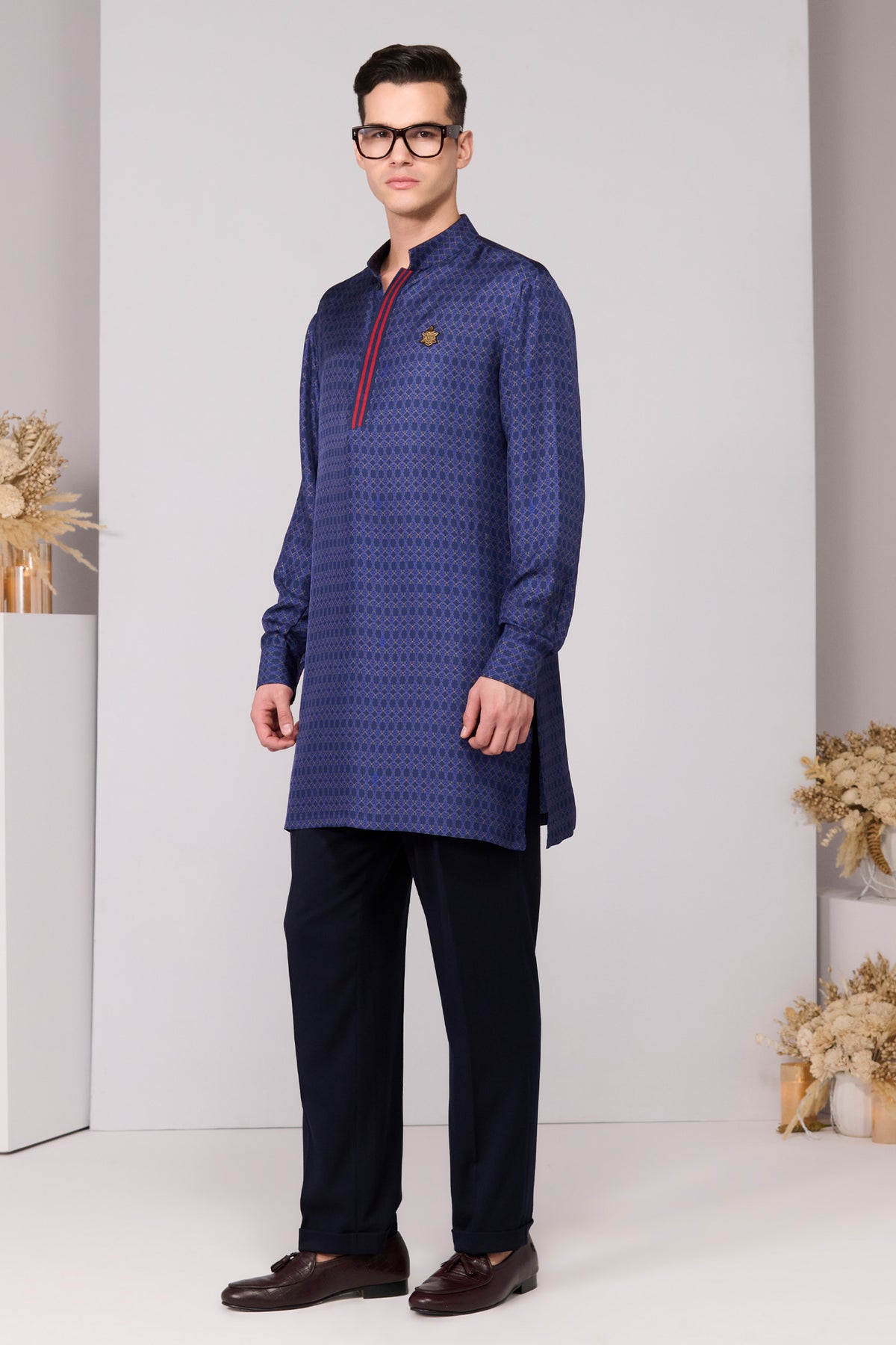 Navy Adamas Printed Kurta