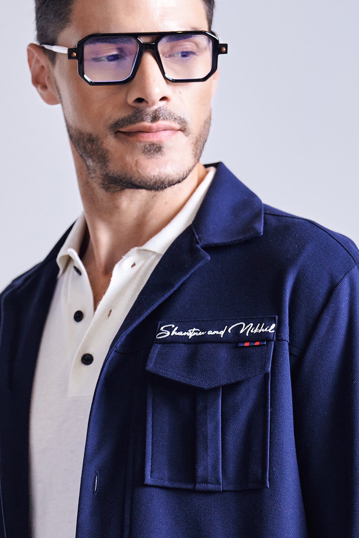 Navy Shirt with Patch Pocket