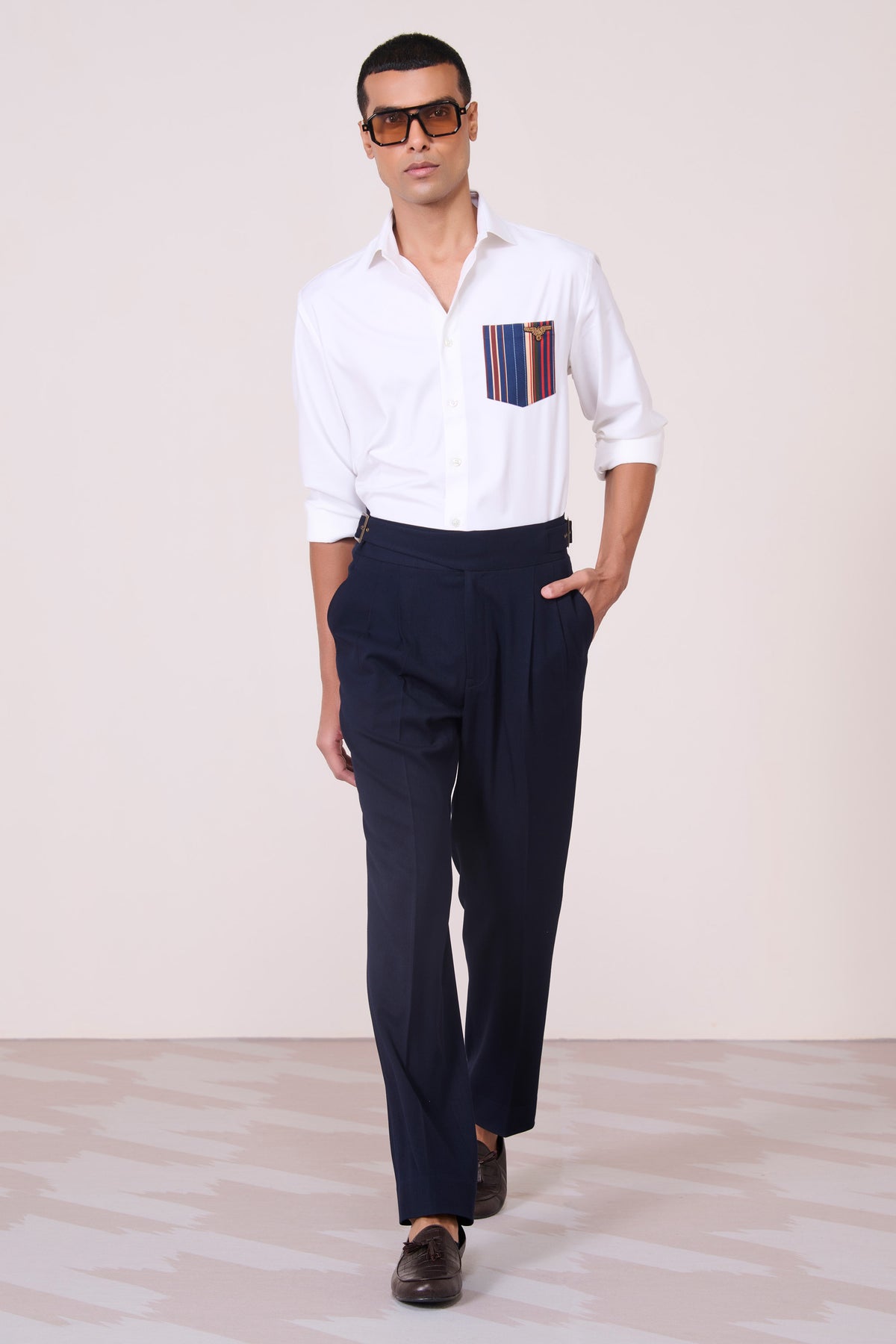 Off-White Shirt with Printed Pocket
