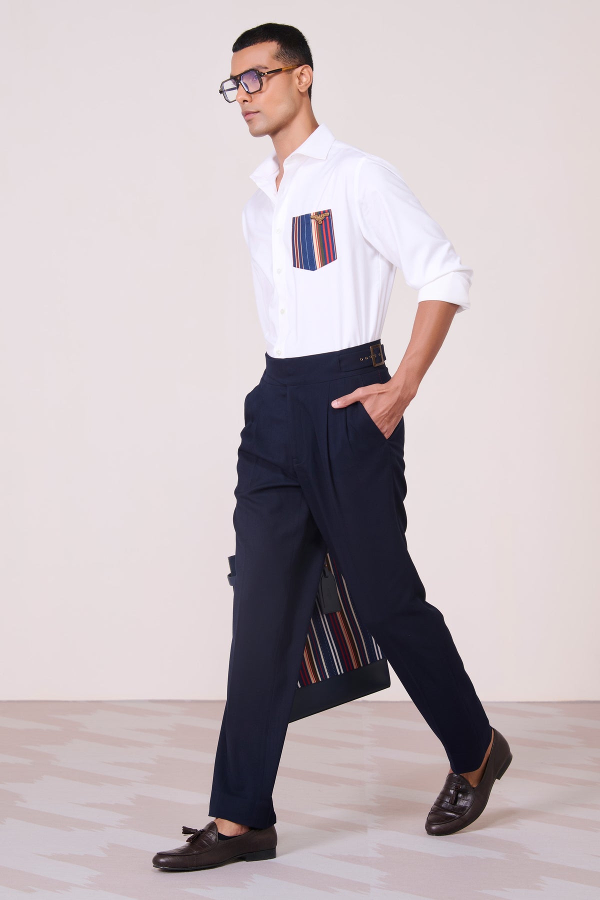 Off-White Shirt with Printed Pocket