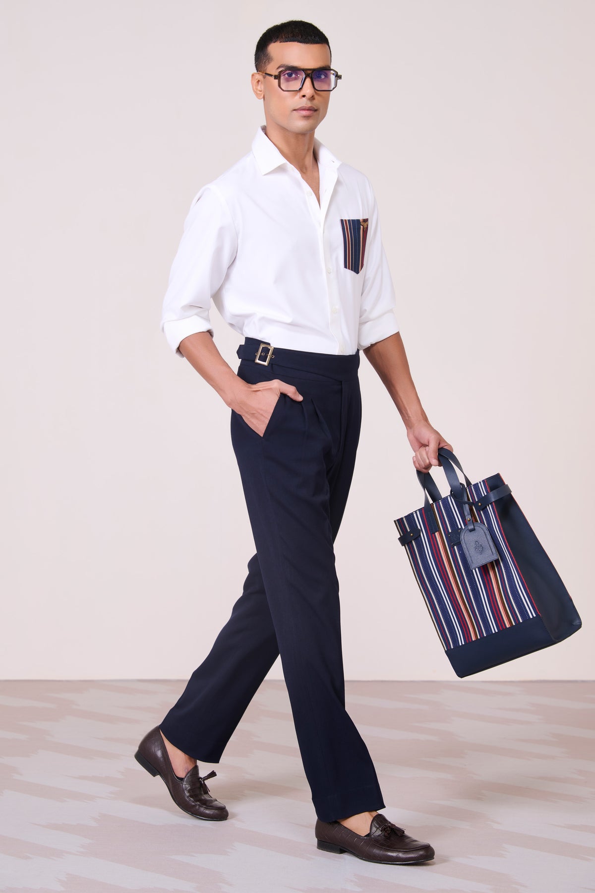 Off-White Shirt with Printed Pocket
