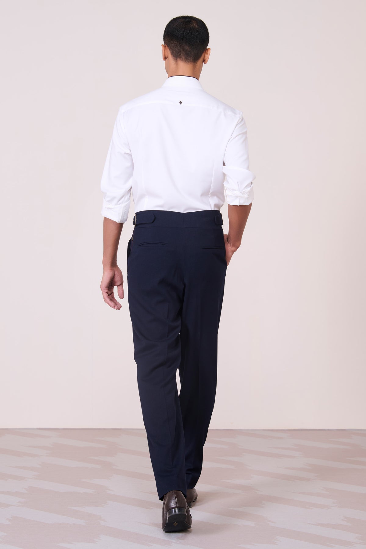 Off-White Band Collar Shirt with Thread Detail