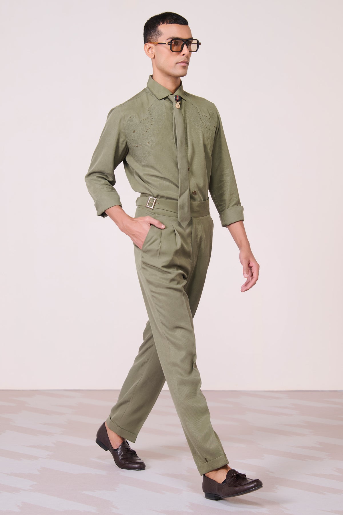 Olive Embroidered Shirt