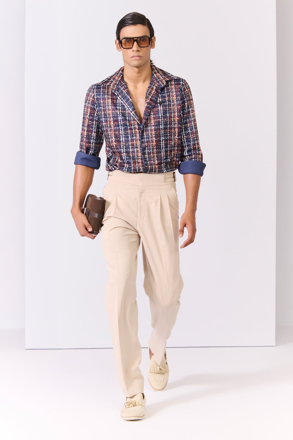 Multi-Hued Crepe Crested Shirt