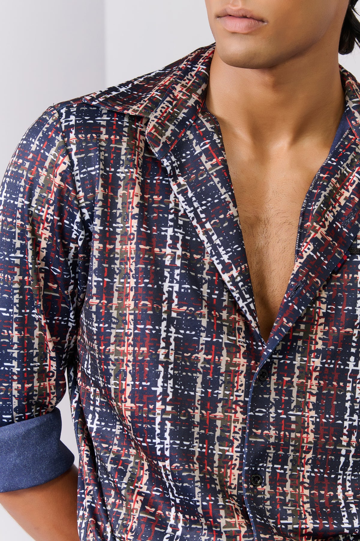 Multi-Hued Crepe Crested Shirt