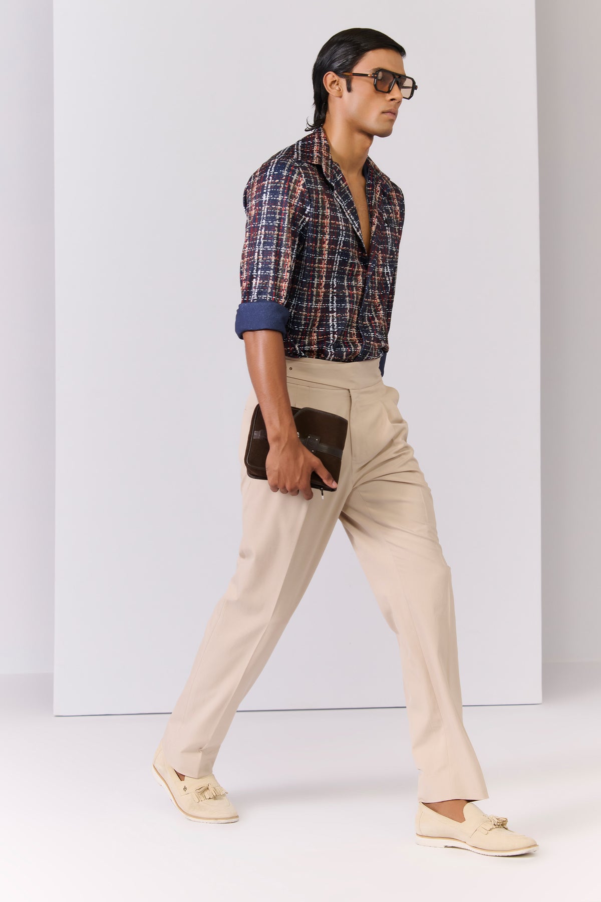Multi-Hued Crepe Crested Shirt