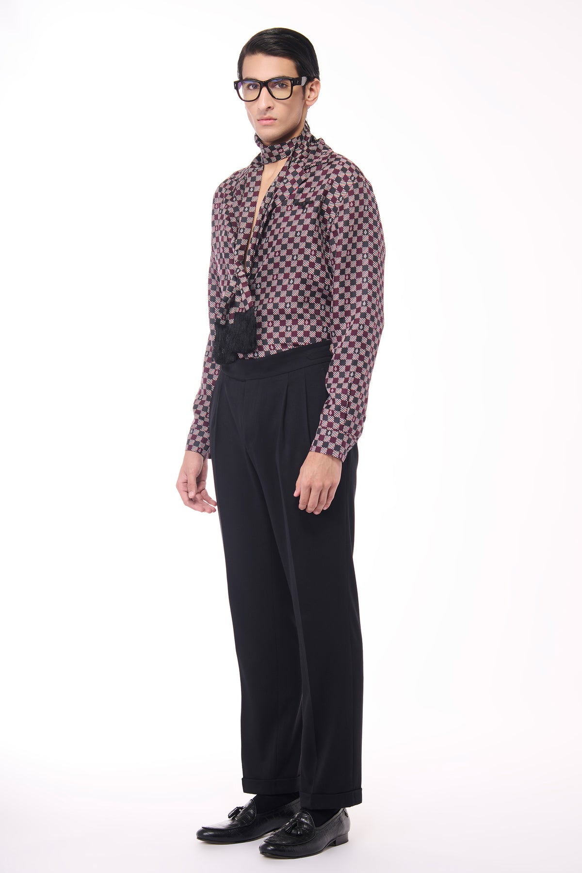 Cabernet Adamas Silk Twill Printed Shirt
