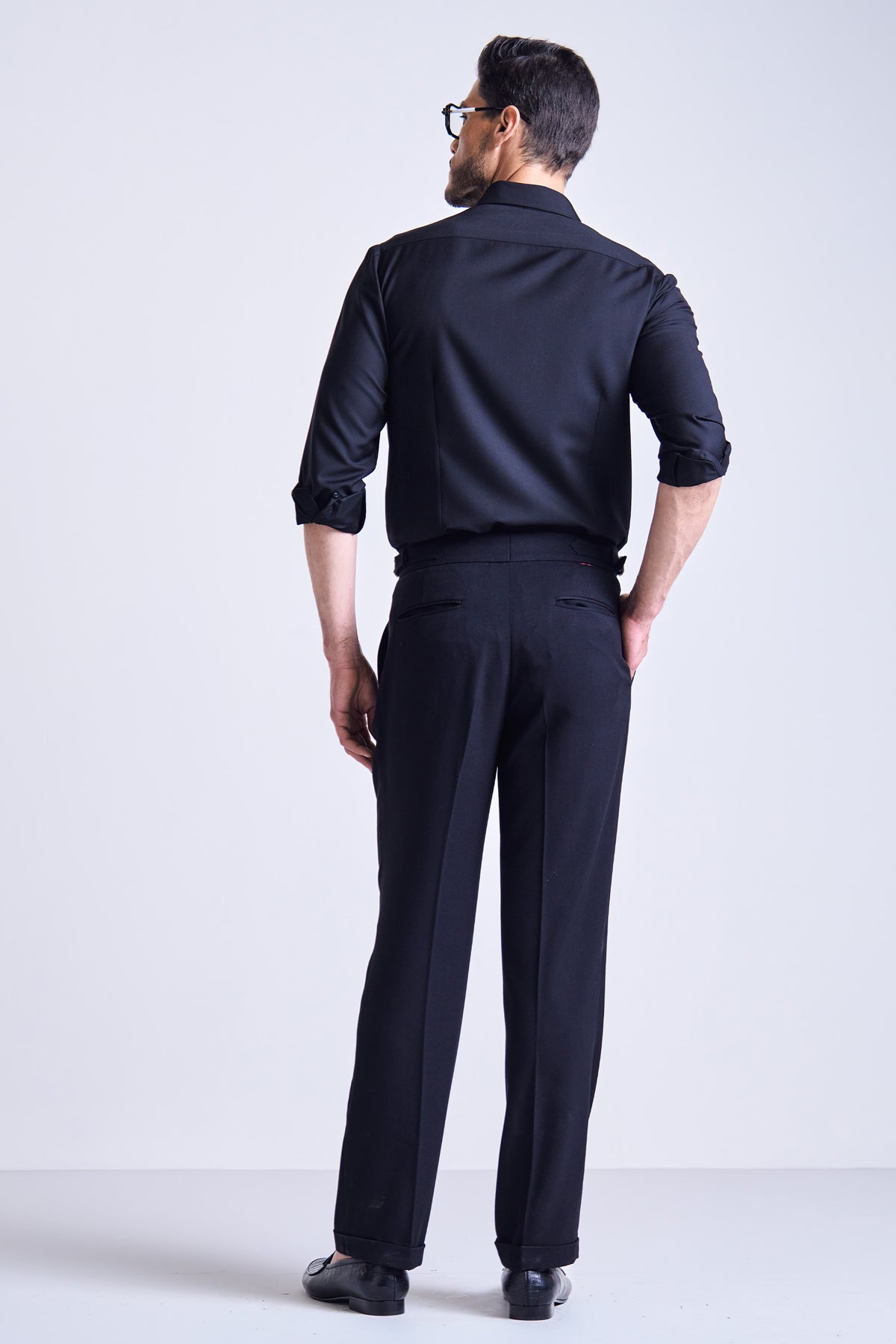Black Cross Leather Panel Shirt