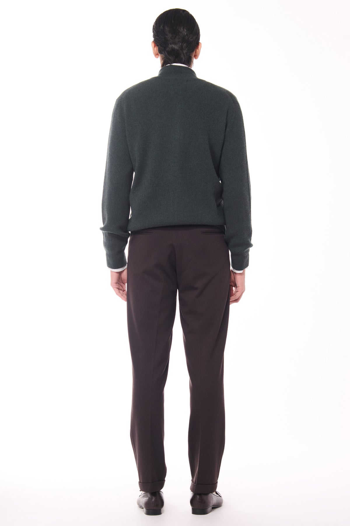 Military Green Crested Cashmere Cardigan