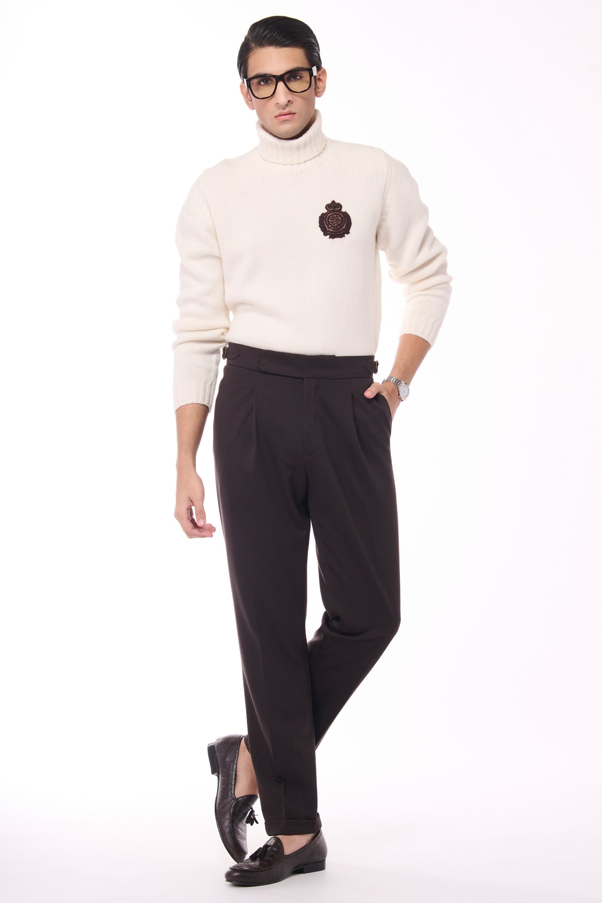 Off White Cashmere High Neck Sweater