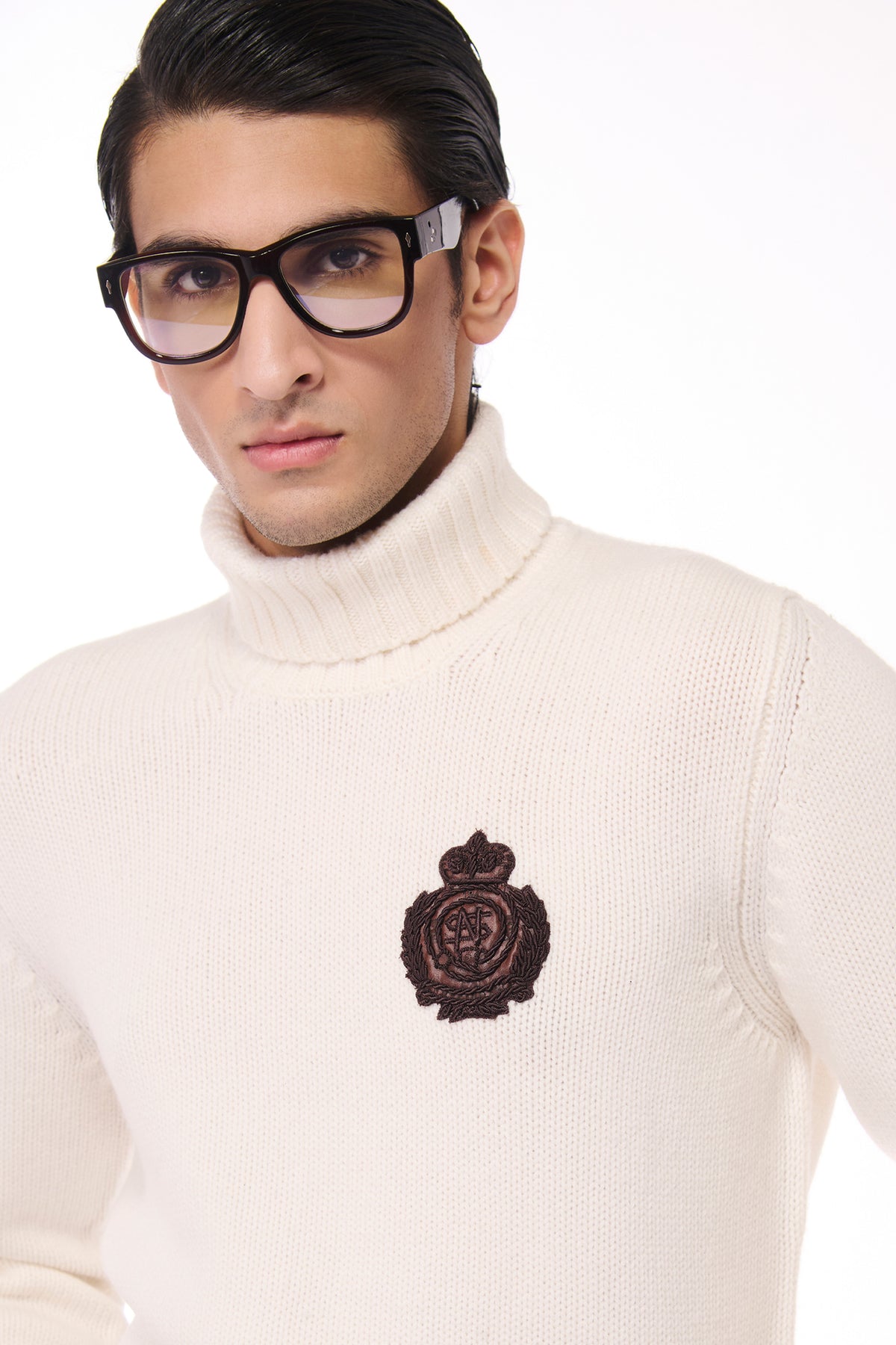 Off White Cashmere High Neck Sweater