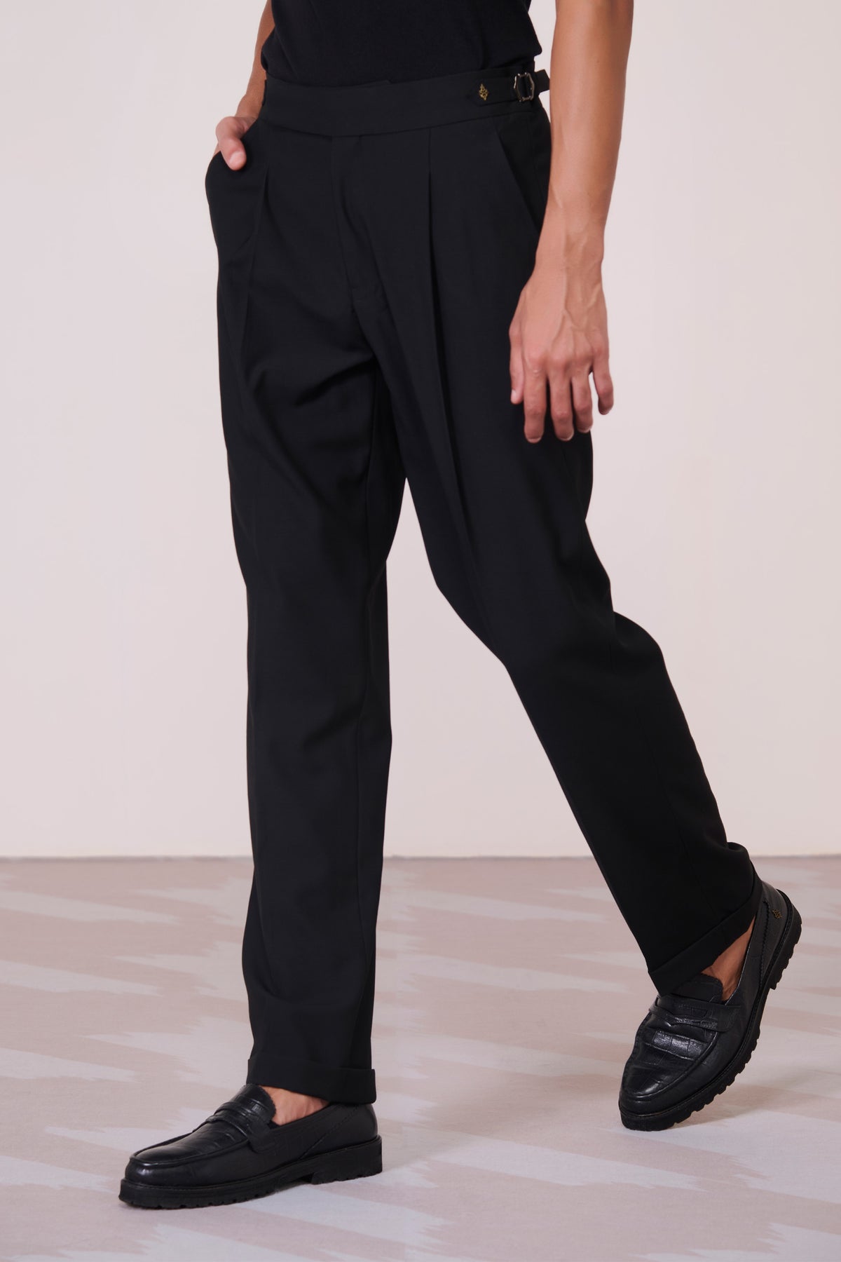 Black Cross Flap Trousers