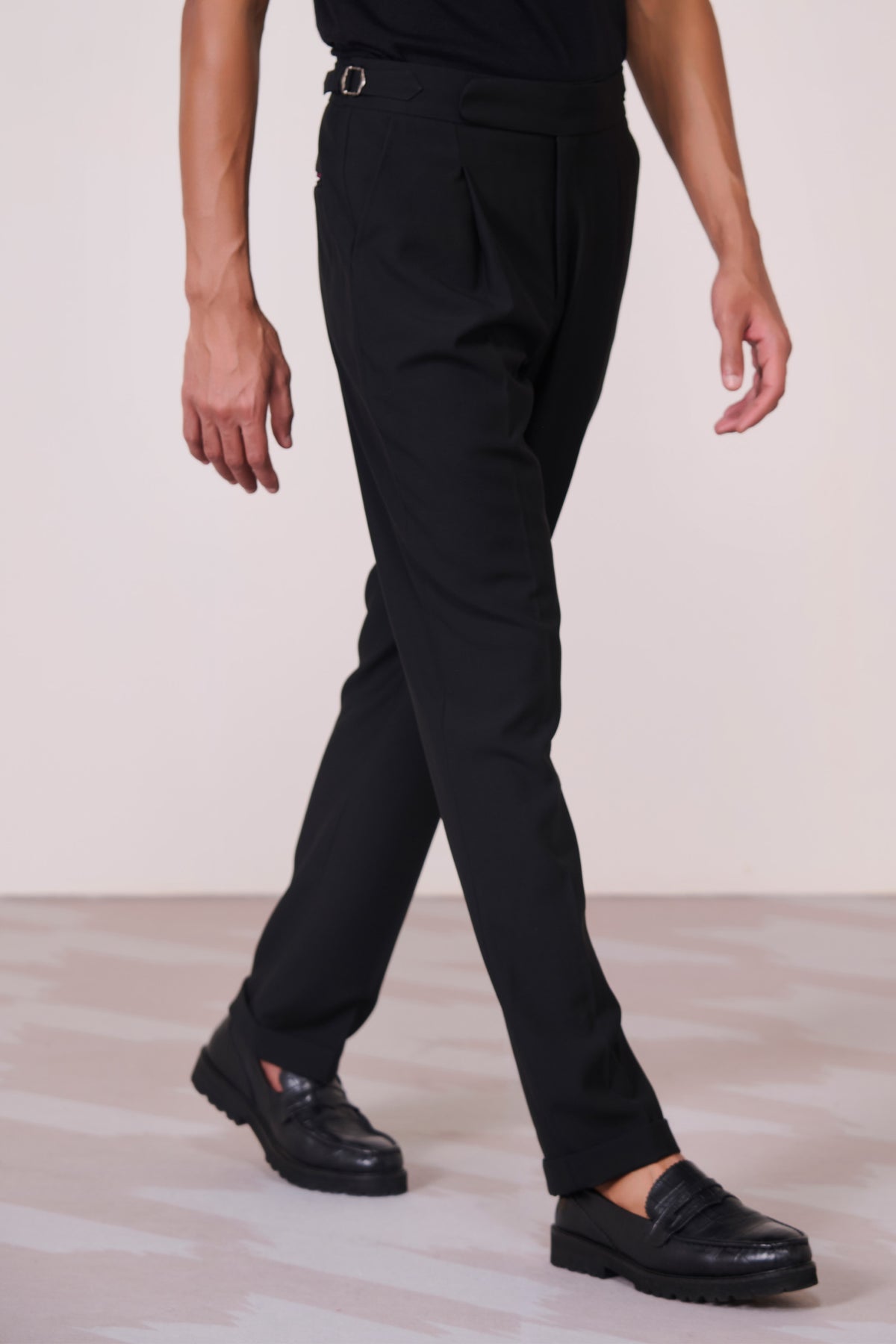 Black Cross Flap Trousers