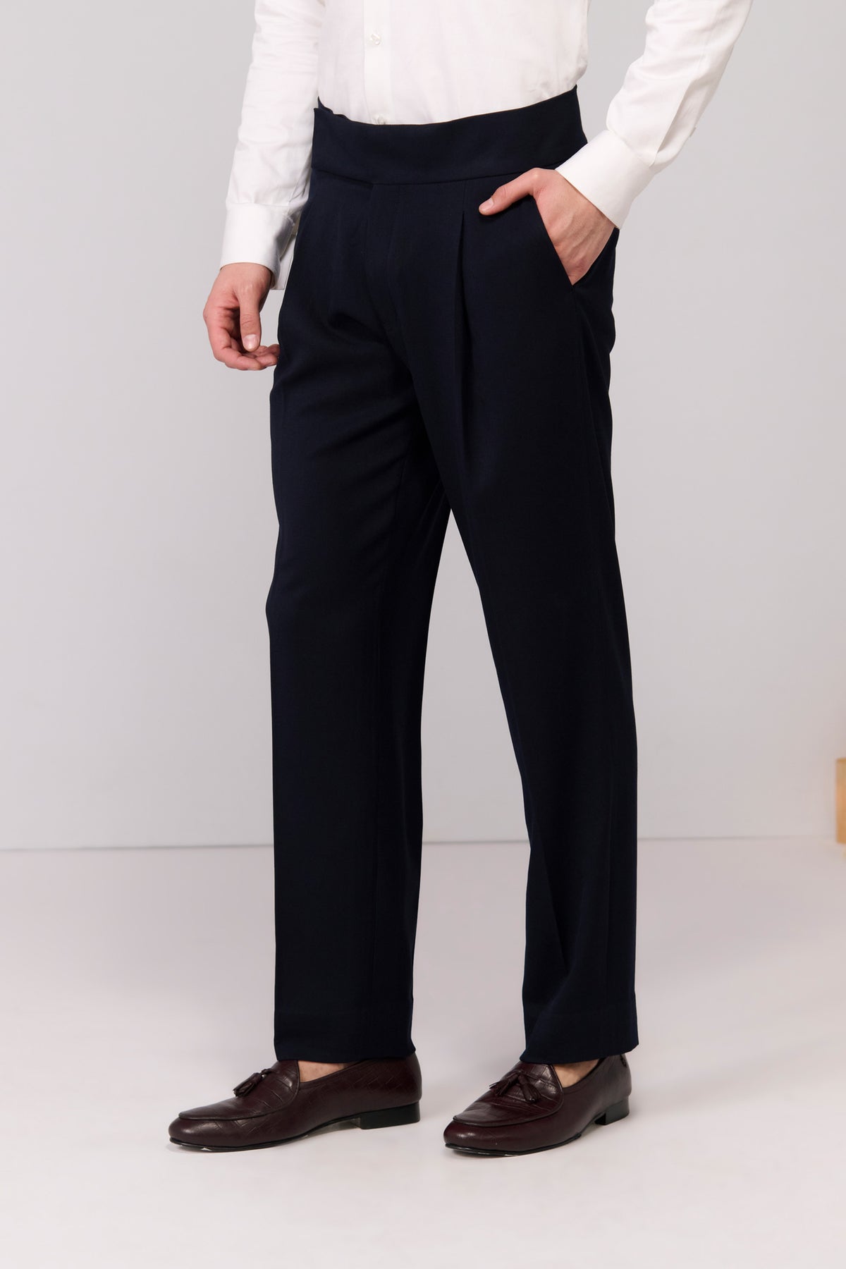 Navy Cross Flap Trousers