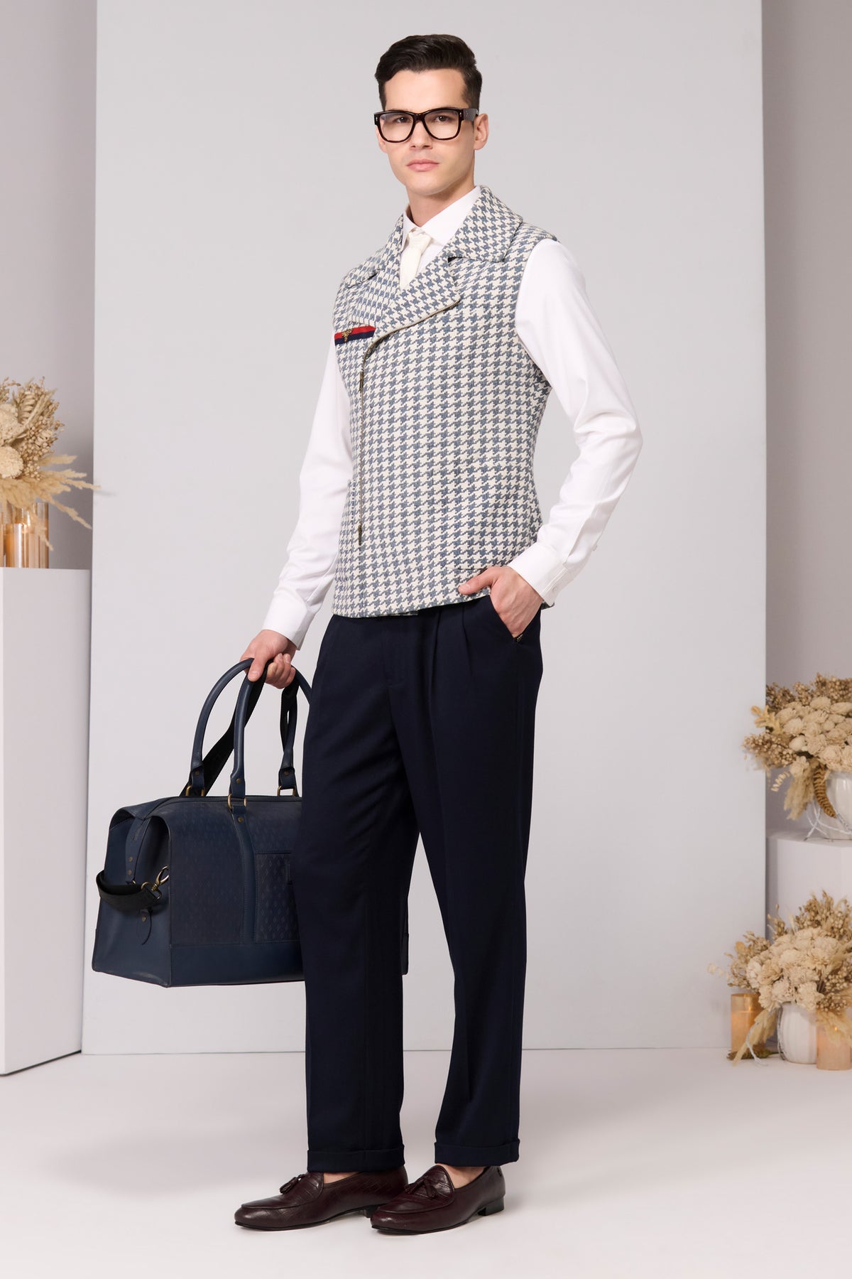 Houndstooth Anti-Trend Zipped Waistcoat