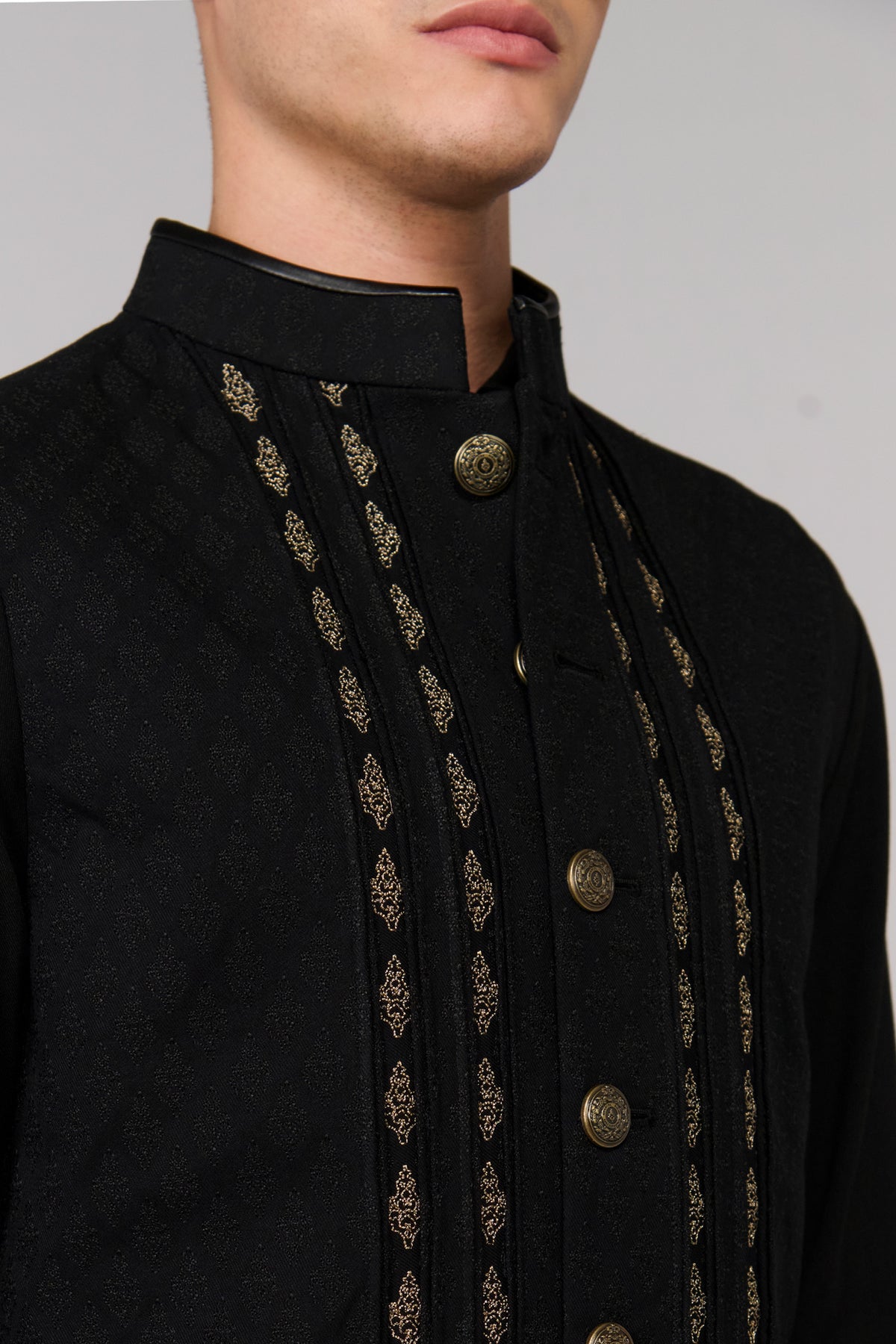 Black Waistcoat with Engraved Embroidered Panel