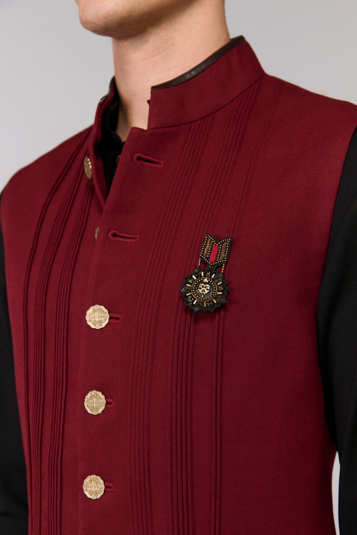 Cherry Waistcoat with Signature Buttons