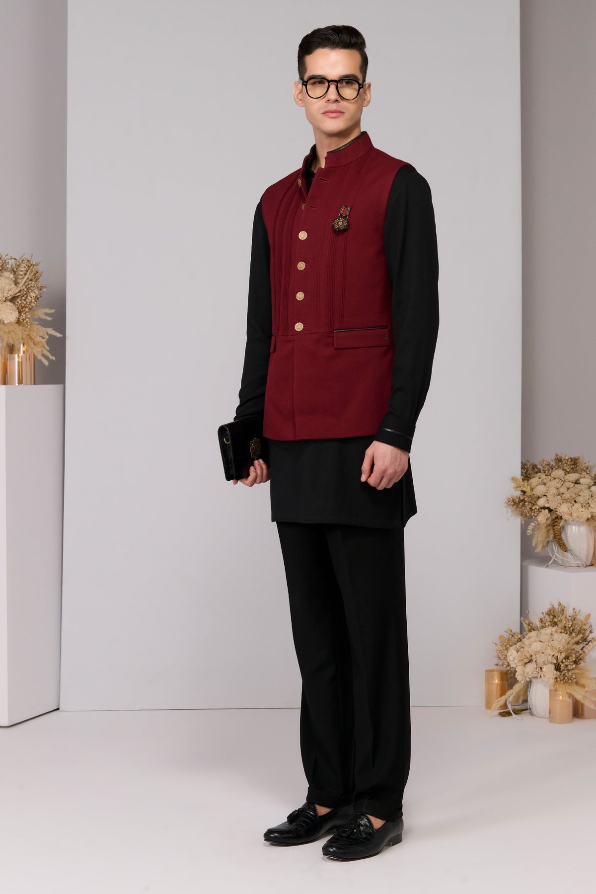 Cherry Waistcoat with Signature Buttons