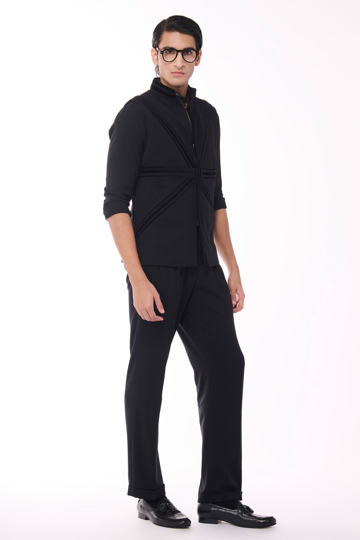 Black Waistcoat with Velvet Details