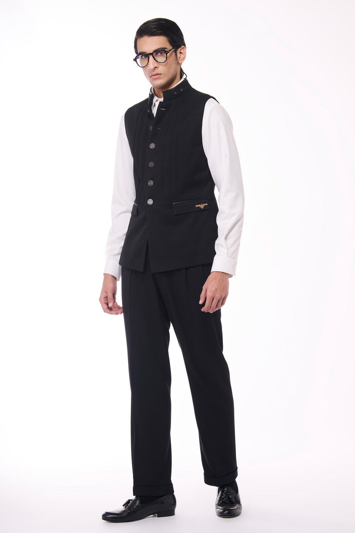 Black Waistcoat with Metallic Buttons