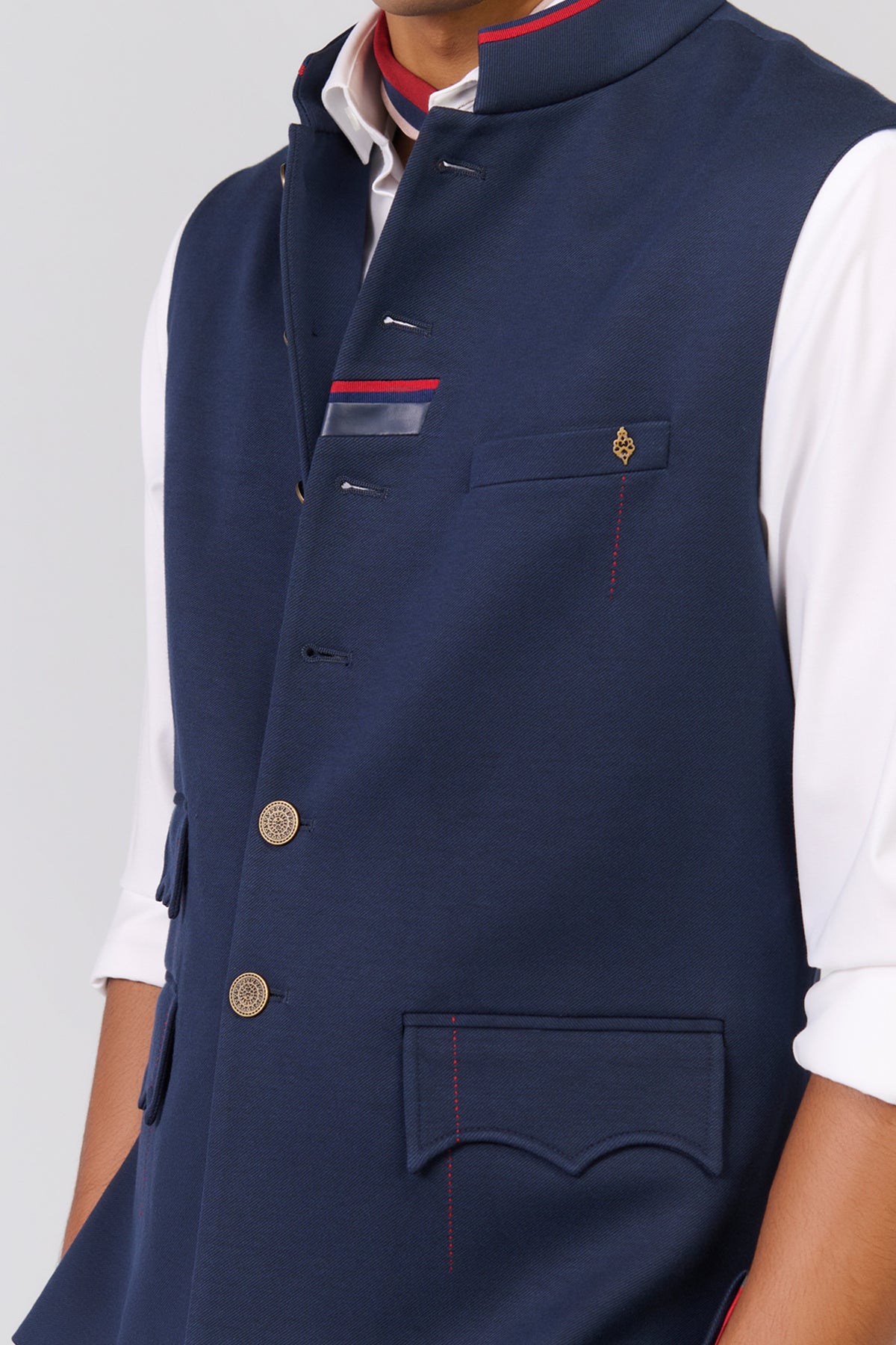 Classic Navy Waistcoat with Tape Details