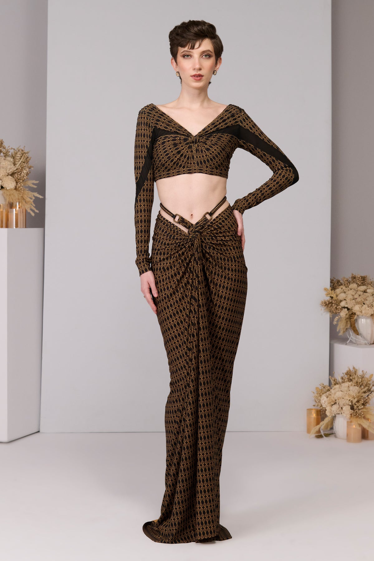 Printed Knot Draped Top