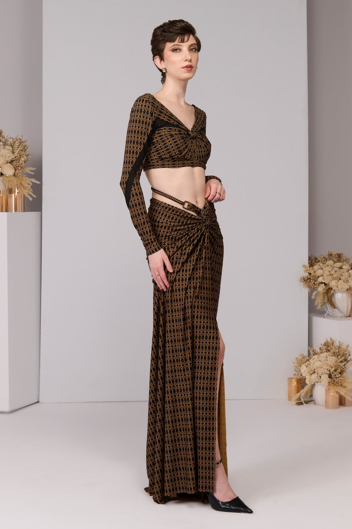 Printed Knot Draped Top