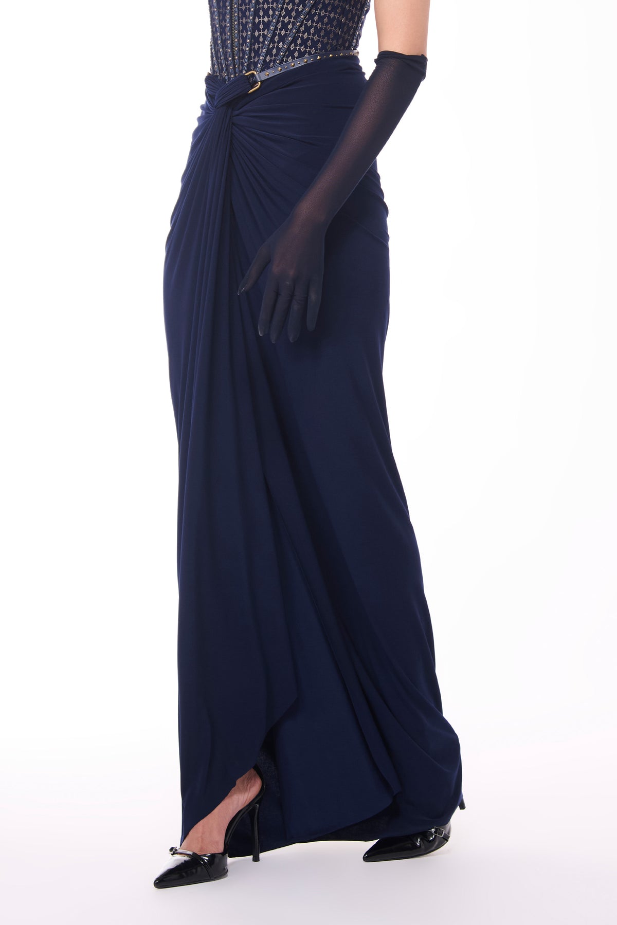 Navy Draped Skirt