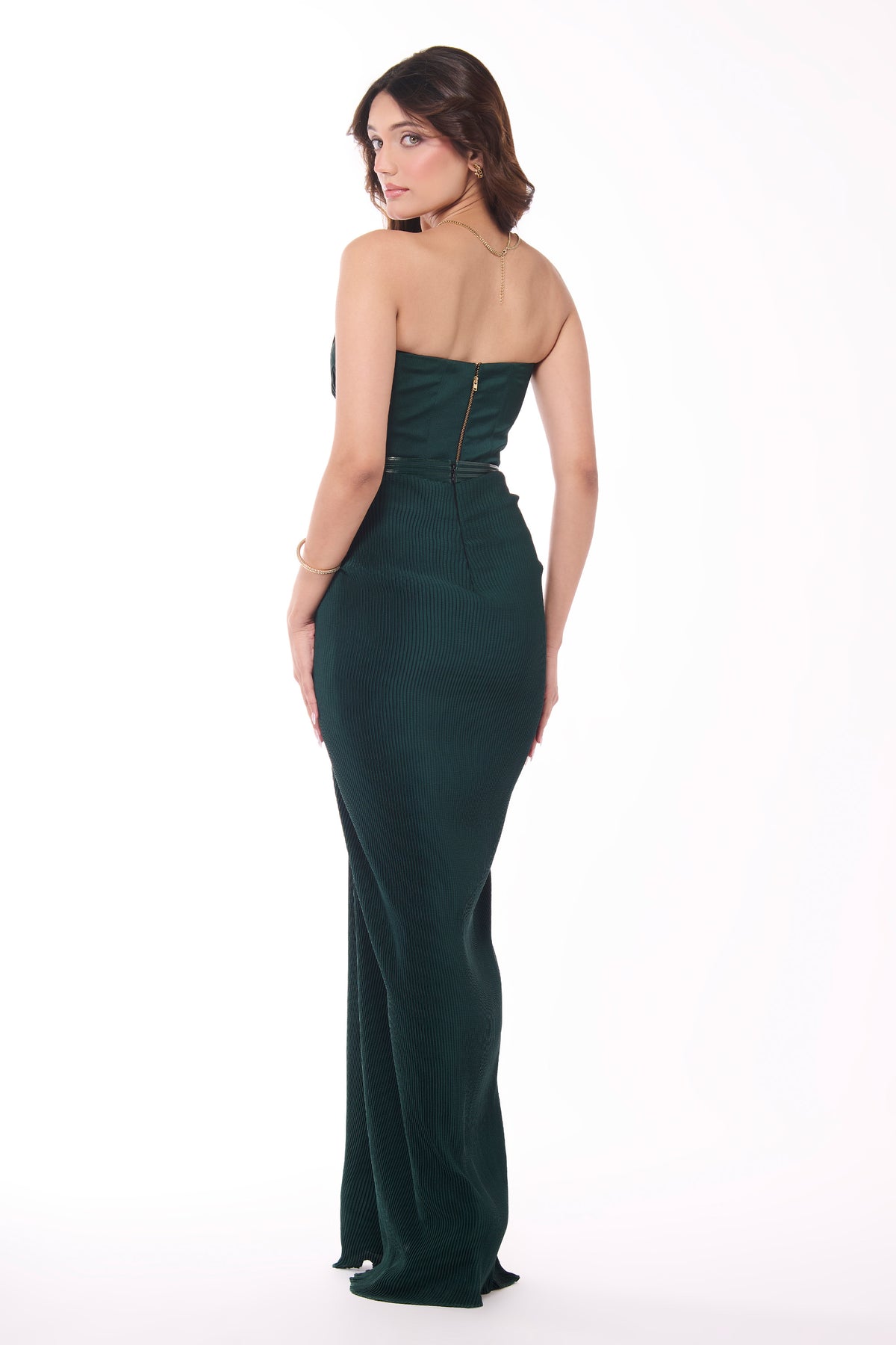 Emerald Pleated Draped Skirt