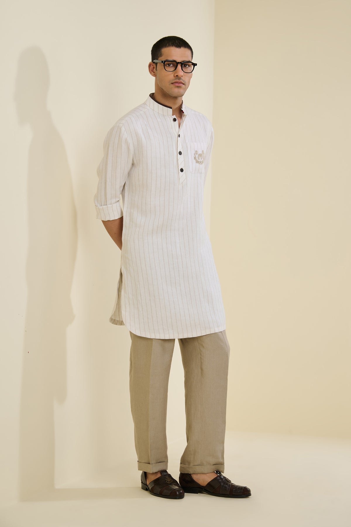 Off white Striped Kurta