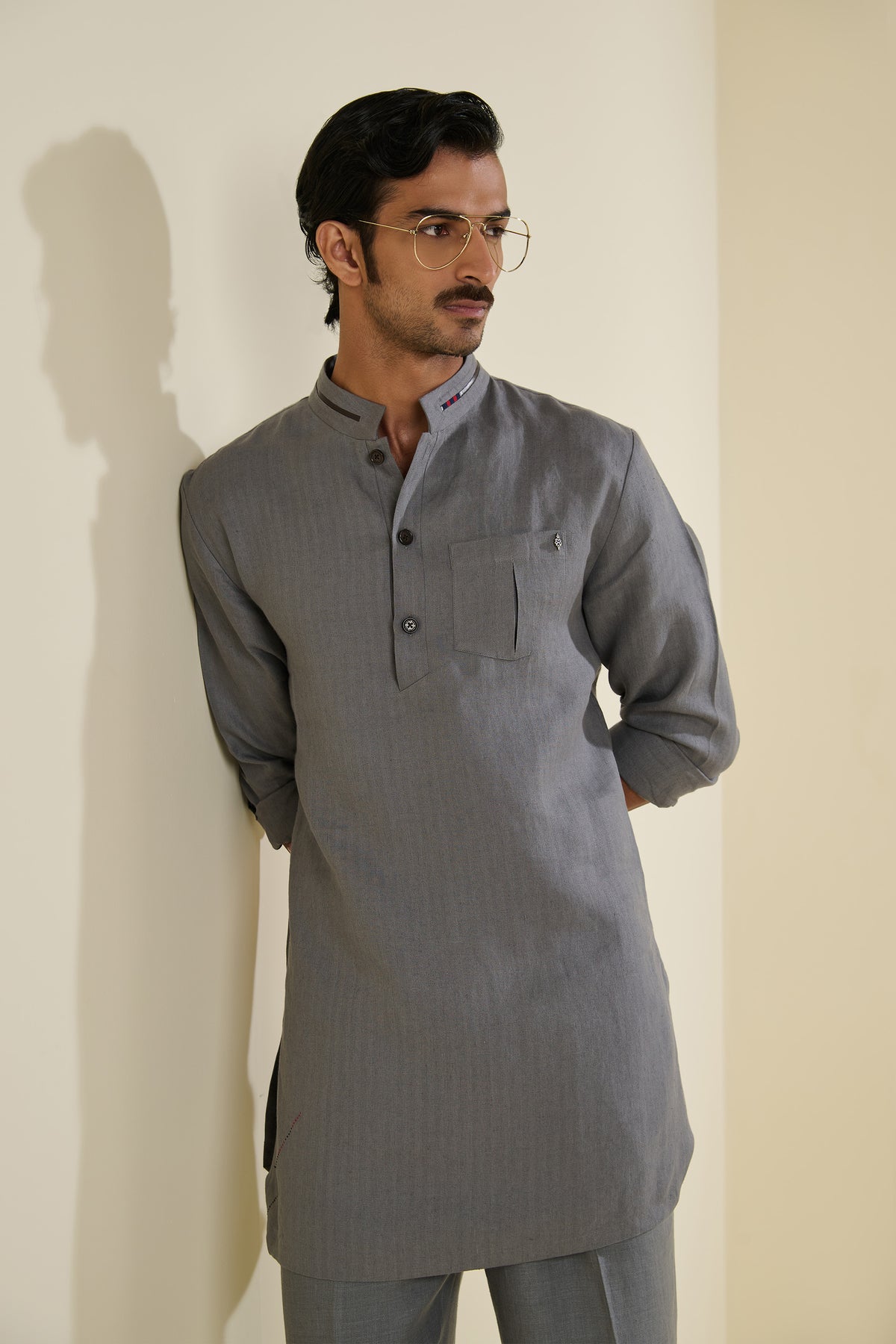 Grey Linen Kurta