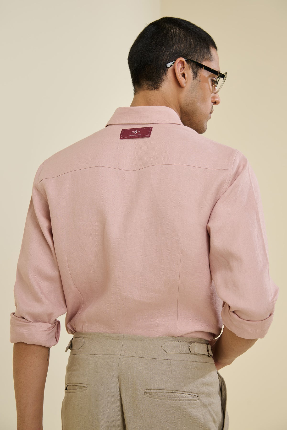 Pink Linen Shirt with Adamas