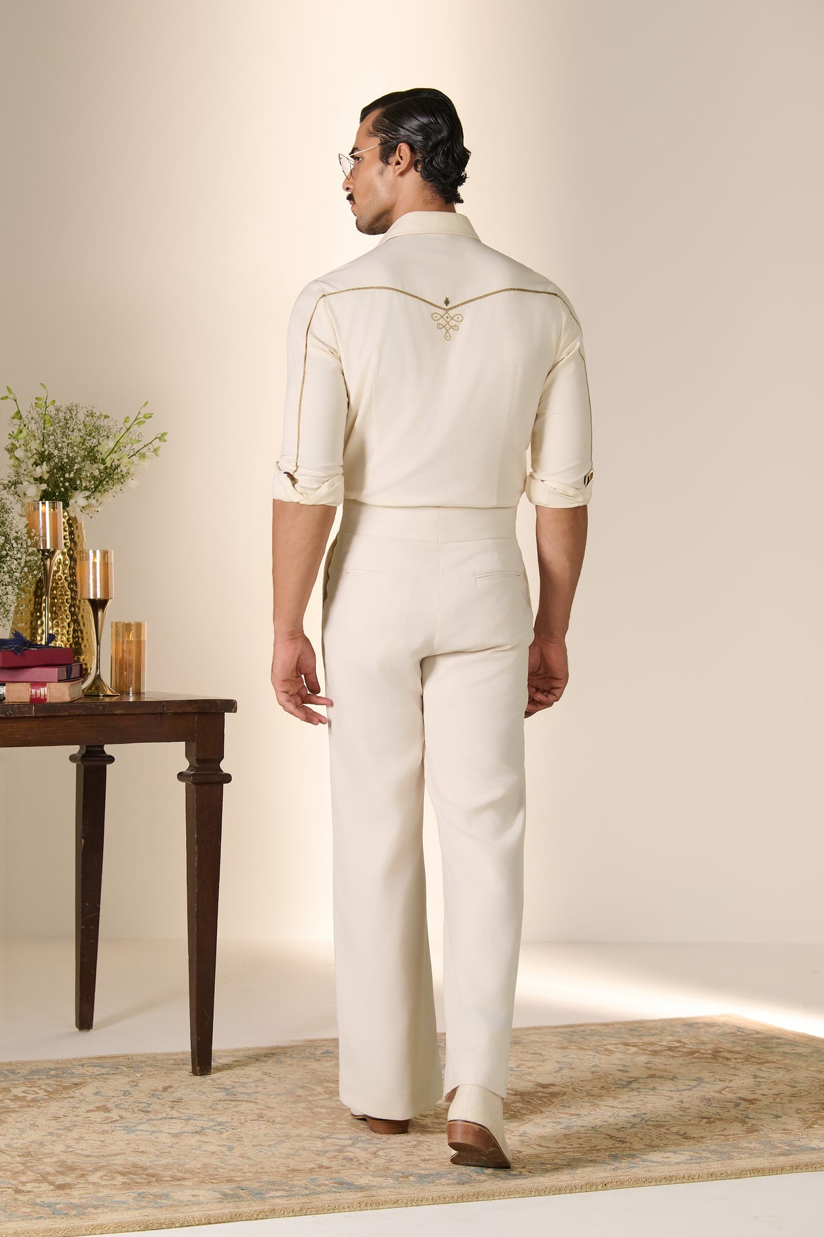 Ivory Embroidered Yoke Shirt