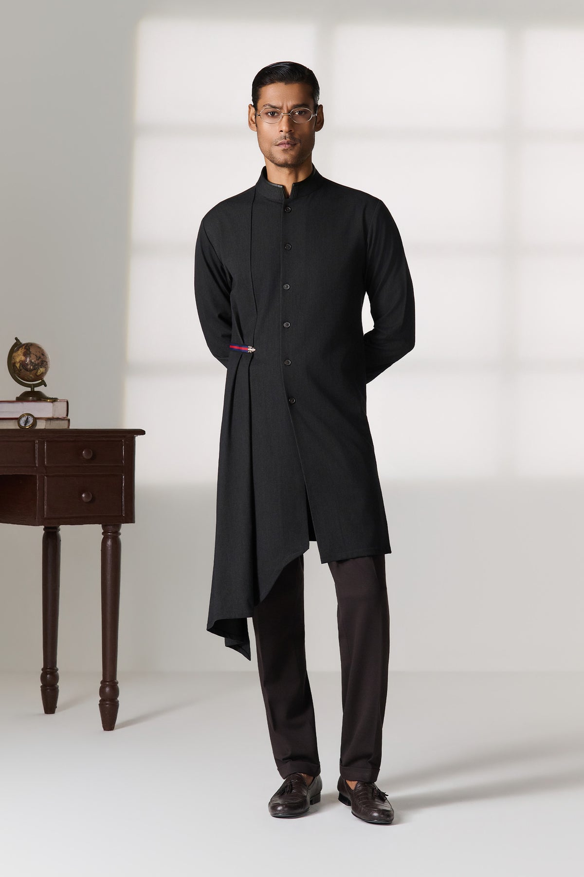 Grey Shirt Kurta With Side Panel