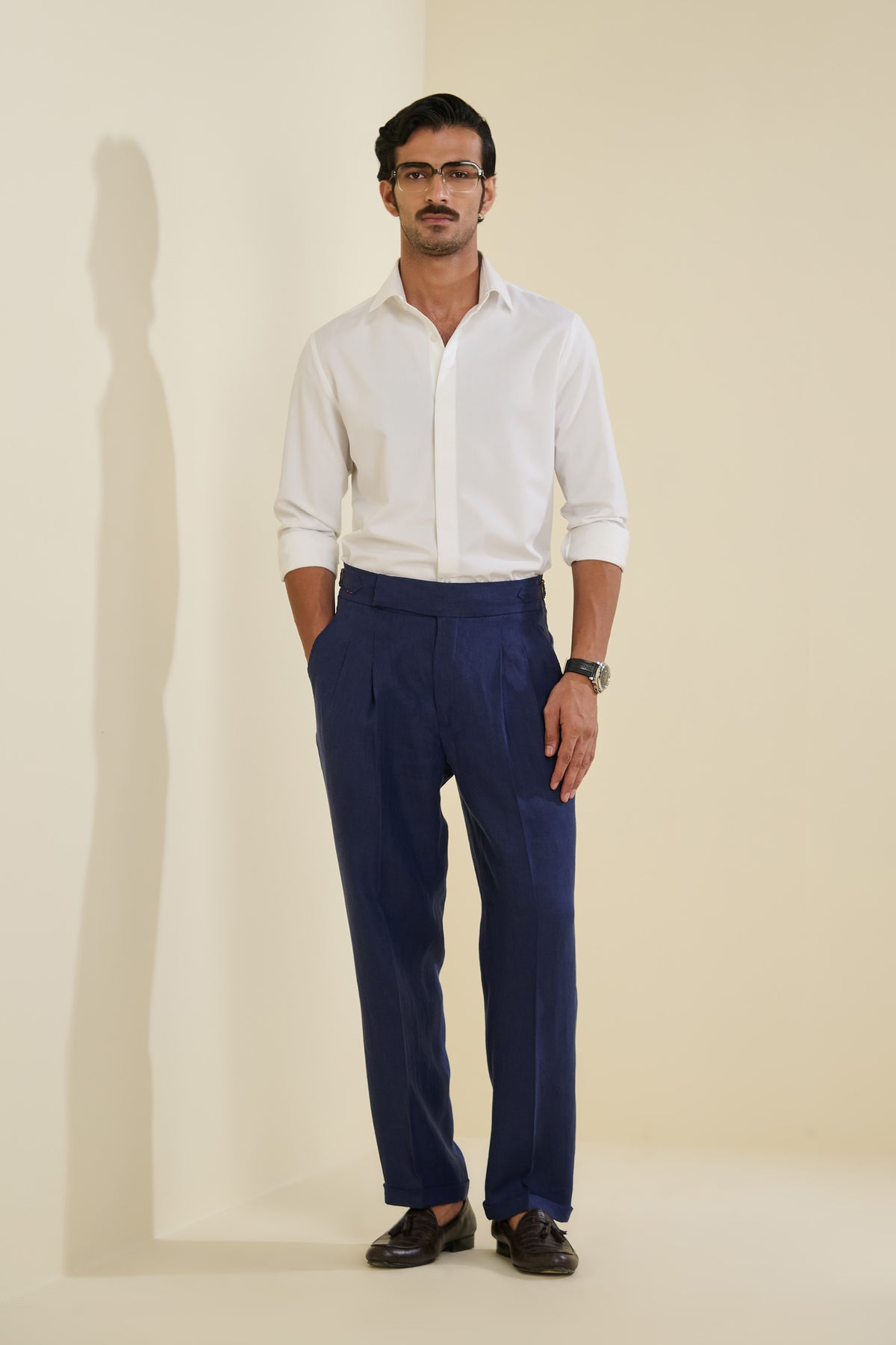 Navy Linen Trousers