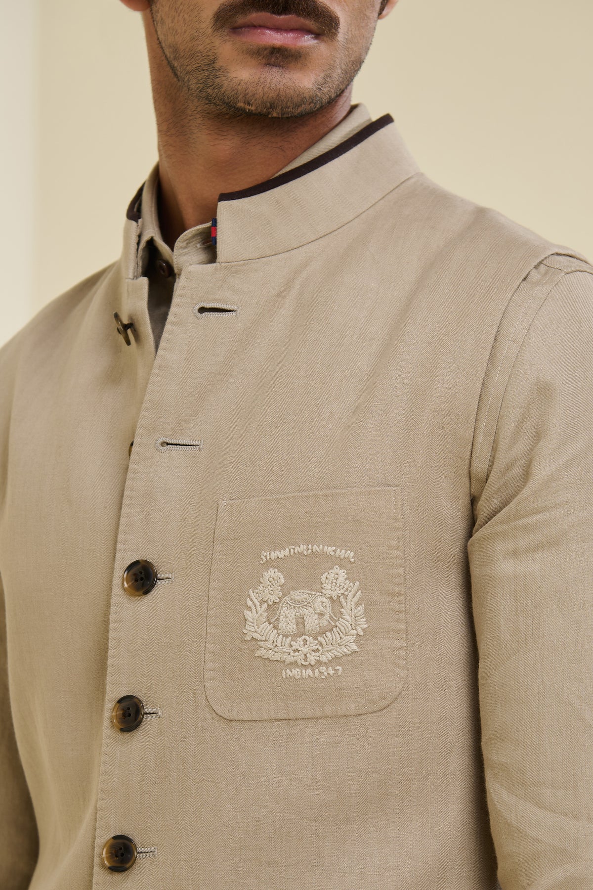 Beige Linen Waistcoat