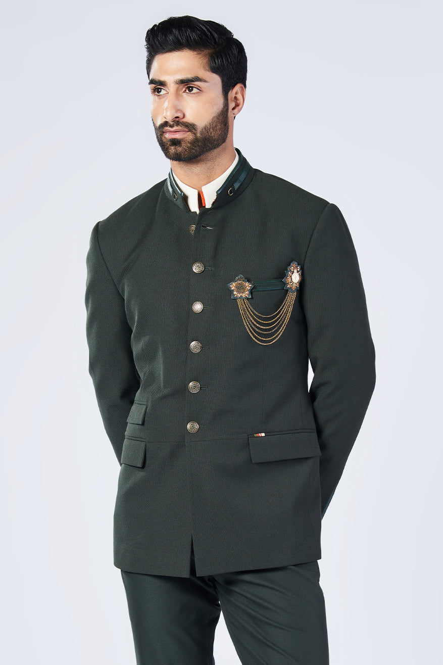 Military Green Bandhgala Jacket