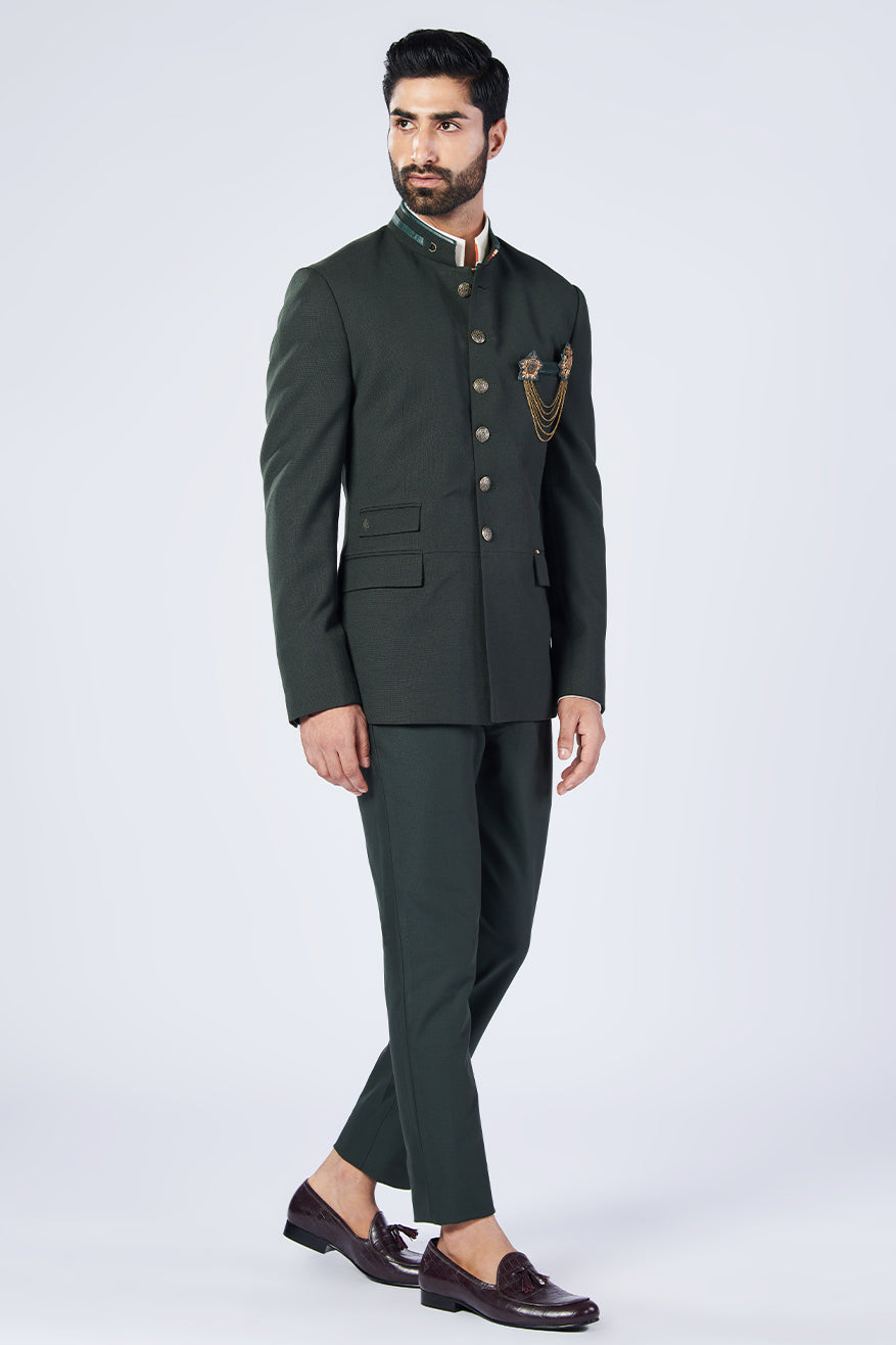 Military Green Bandhgala Jacket